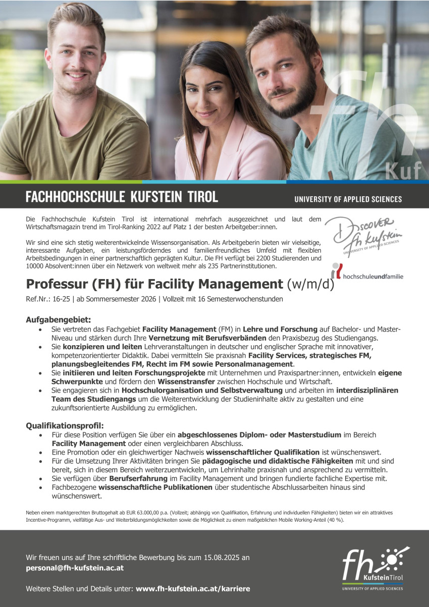 Professur (FH) für Facility Management (w/m/d)