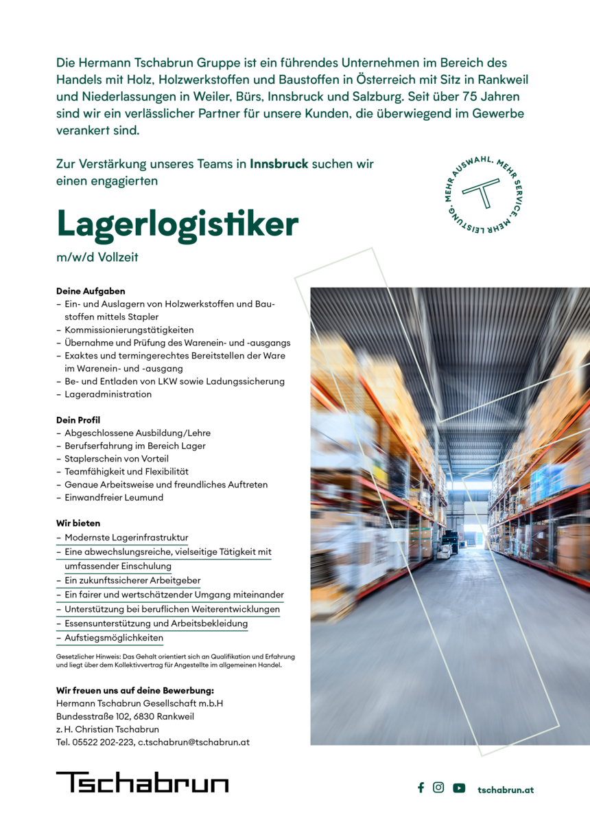 Mitarbeiter Lagerlogistik (m/w/d)