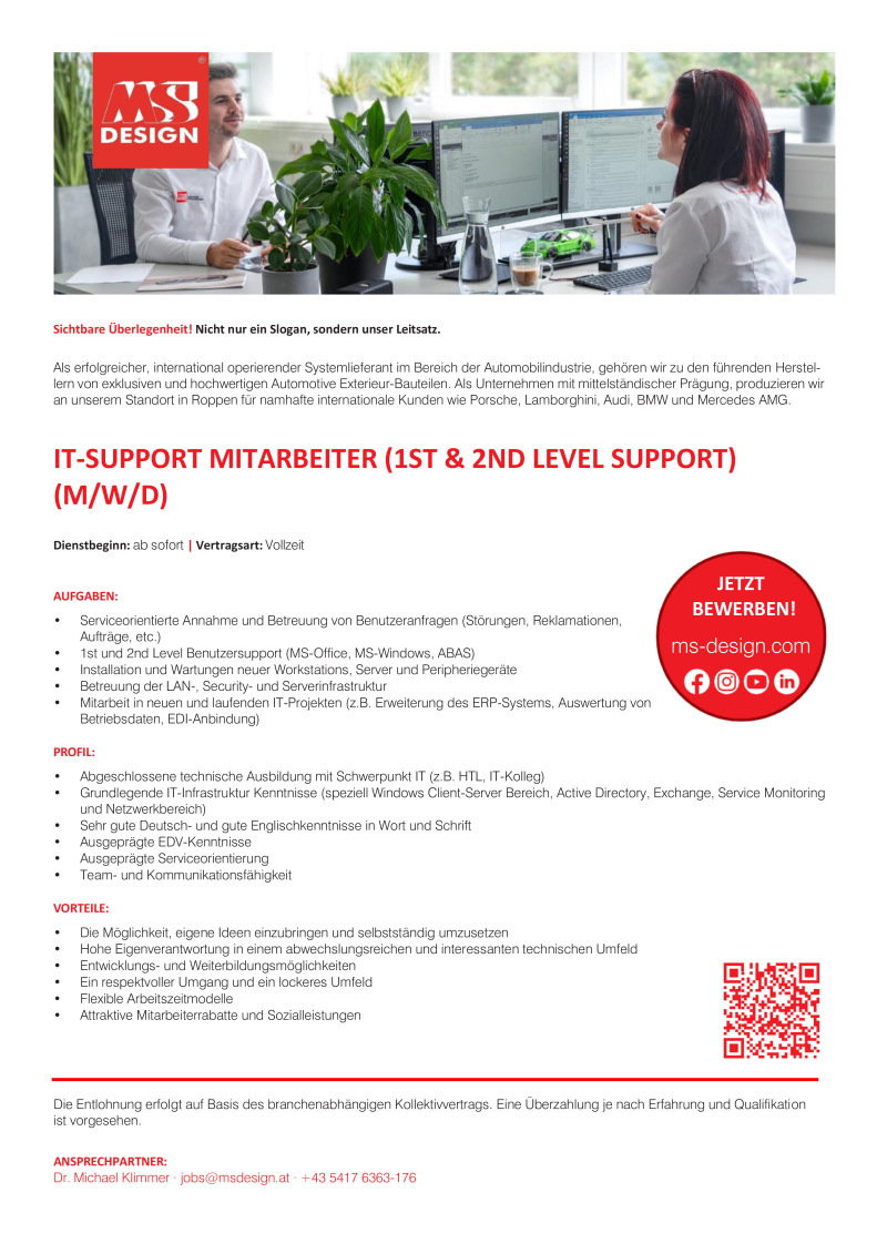 IT-Support Mitarbeiter (1st & 2nd Level Support) (m/w/d)