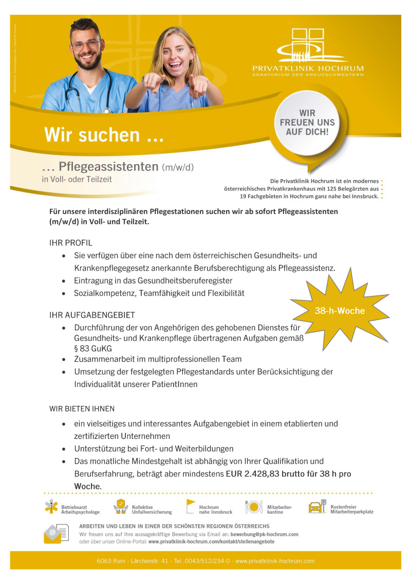 Pflegeassistent (m/w/d) --- Vollzeit / Teilzeit