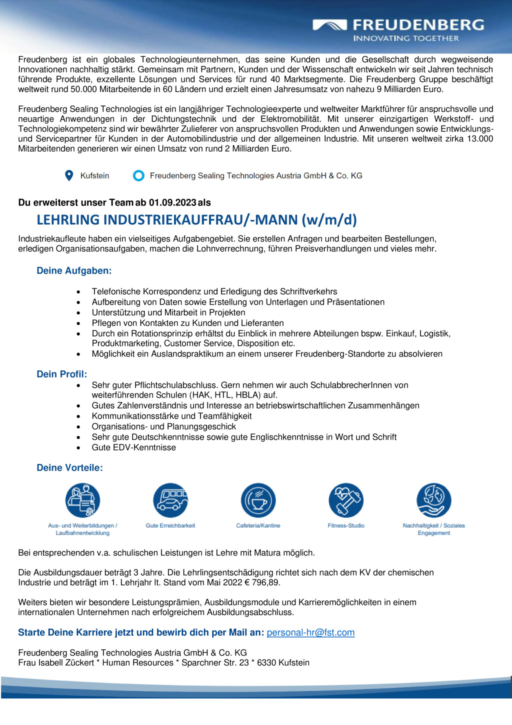 Lehrling Industriekaufmann/ frau (m/w/d)
