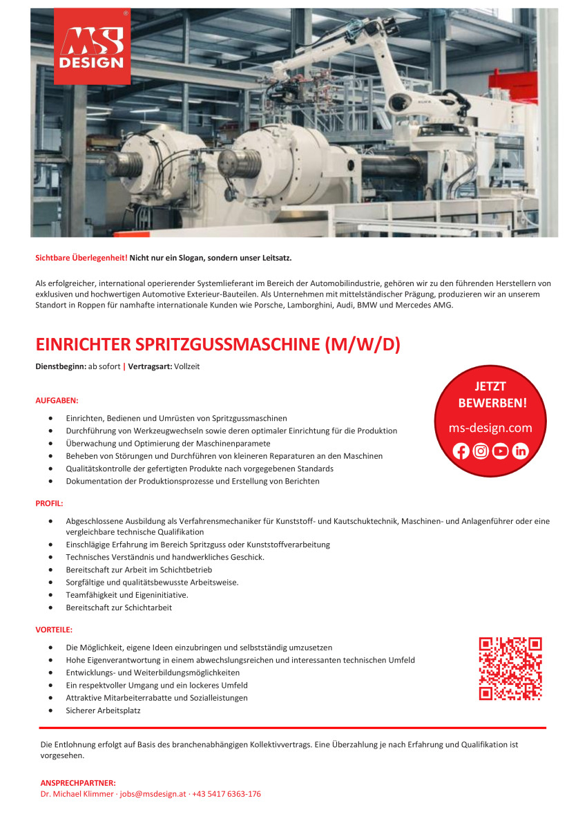 Einrichter Spritzgussmaschine (m/w/d)