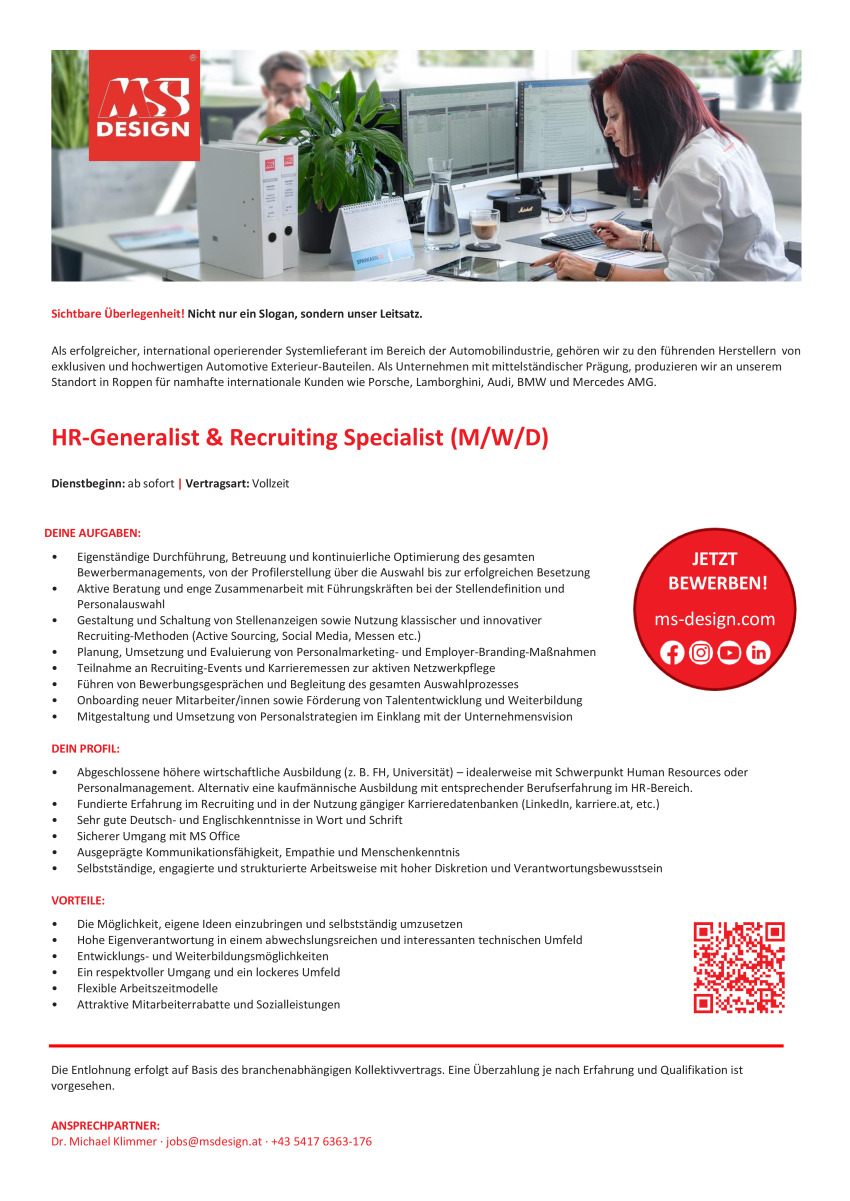HR-Generalist & Recruiting Specialist (m/w/d)