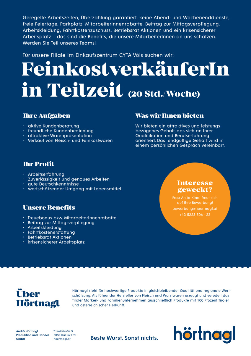 FeinkostverkäuferIn in  Teilzeit
