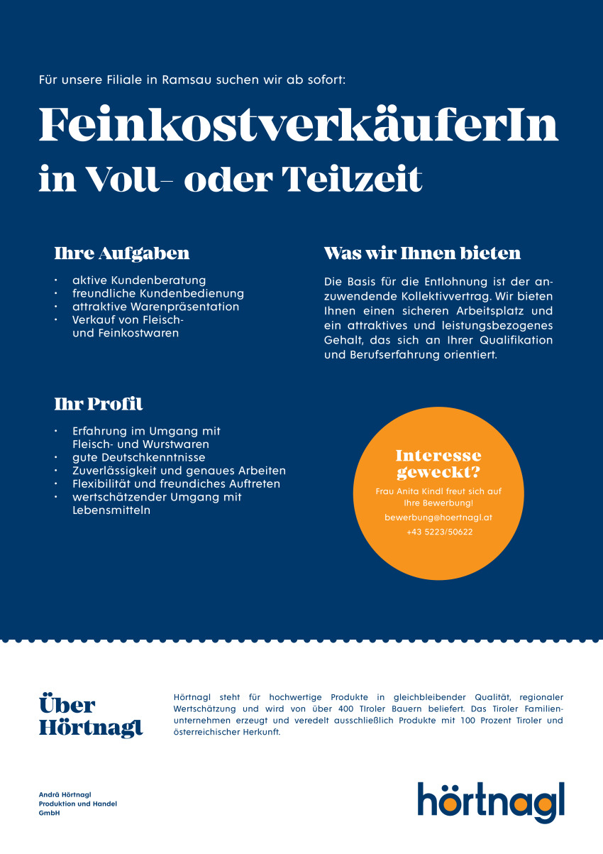 FeinkostverkäuferIn in Voll- oder Teilzeit