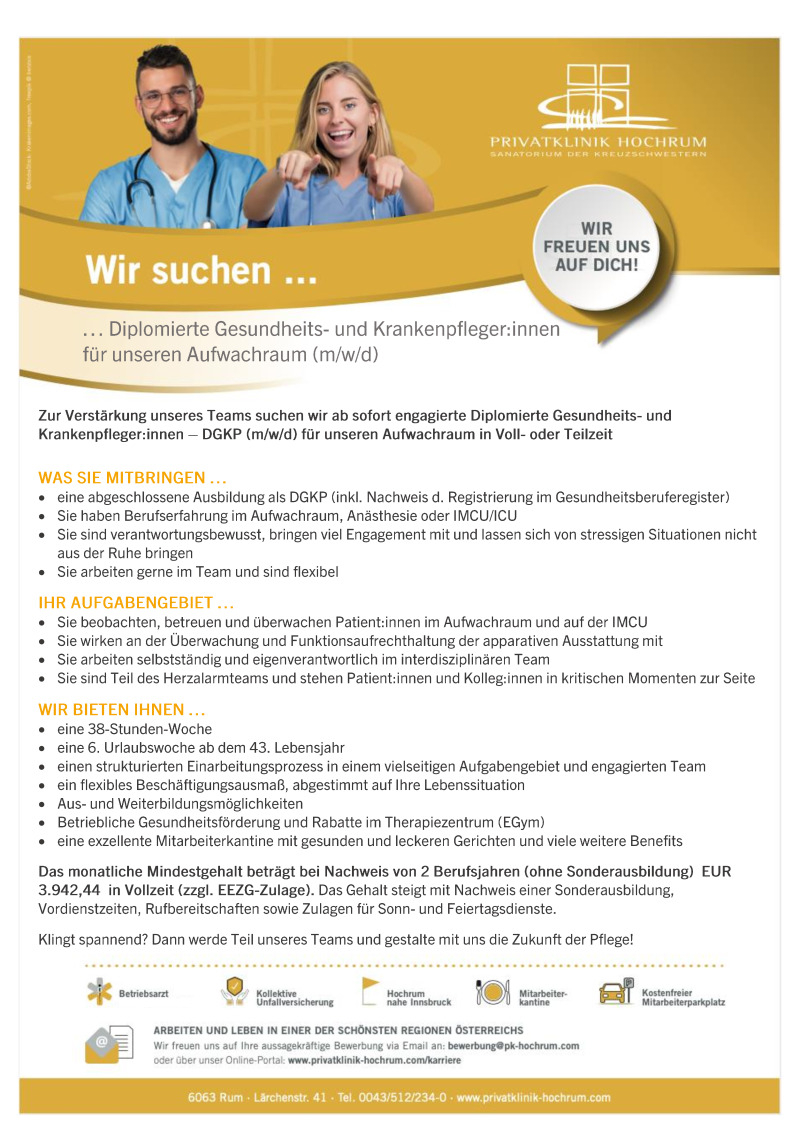 DGKP (m/w/d) für unseren Aufwachraum