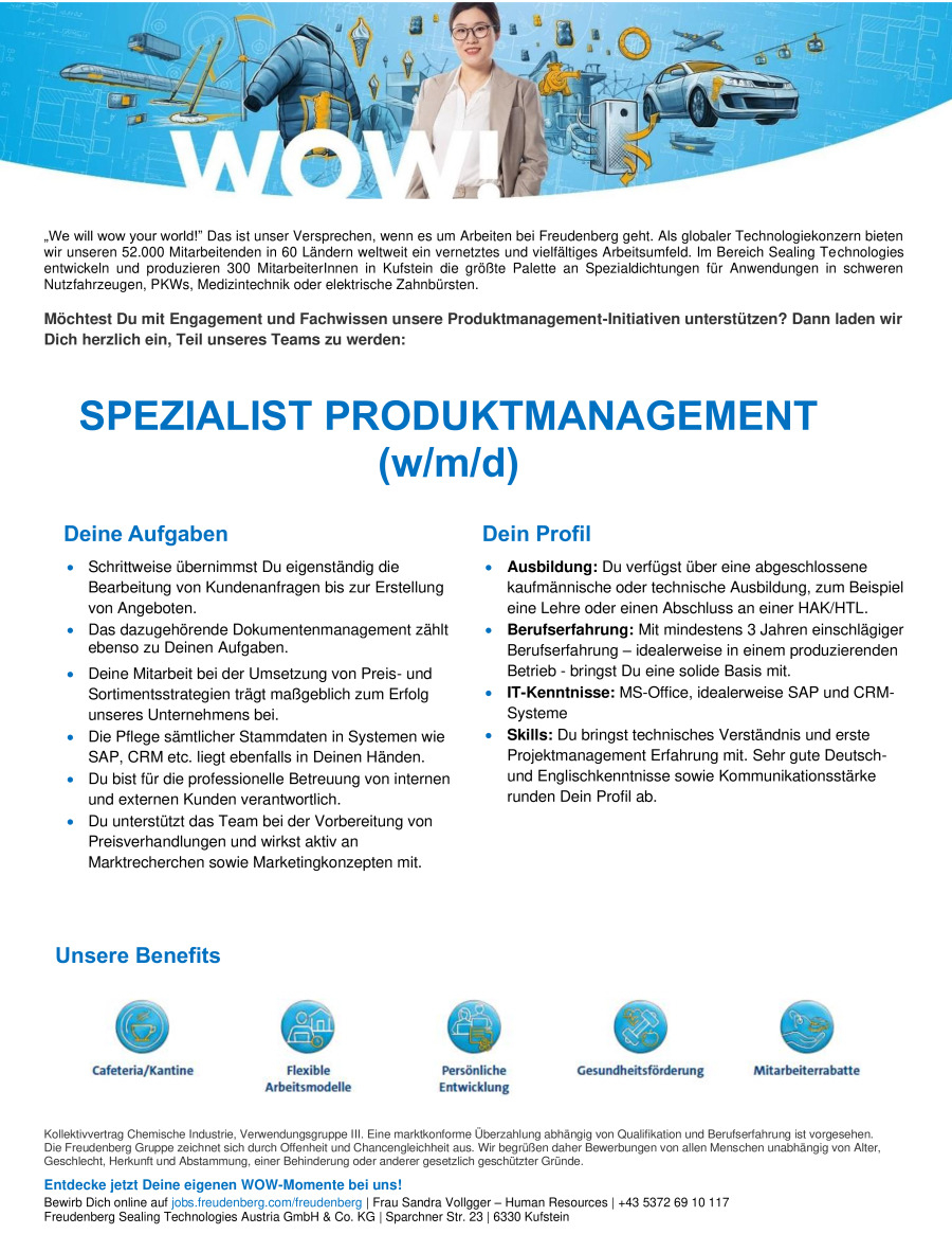 Spezialist Produktmanagement (w/m/d)