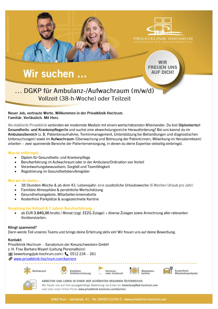 DGKP (m/w/d) für Ambulanz / Aufwachraum 
