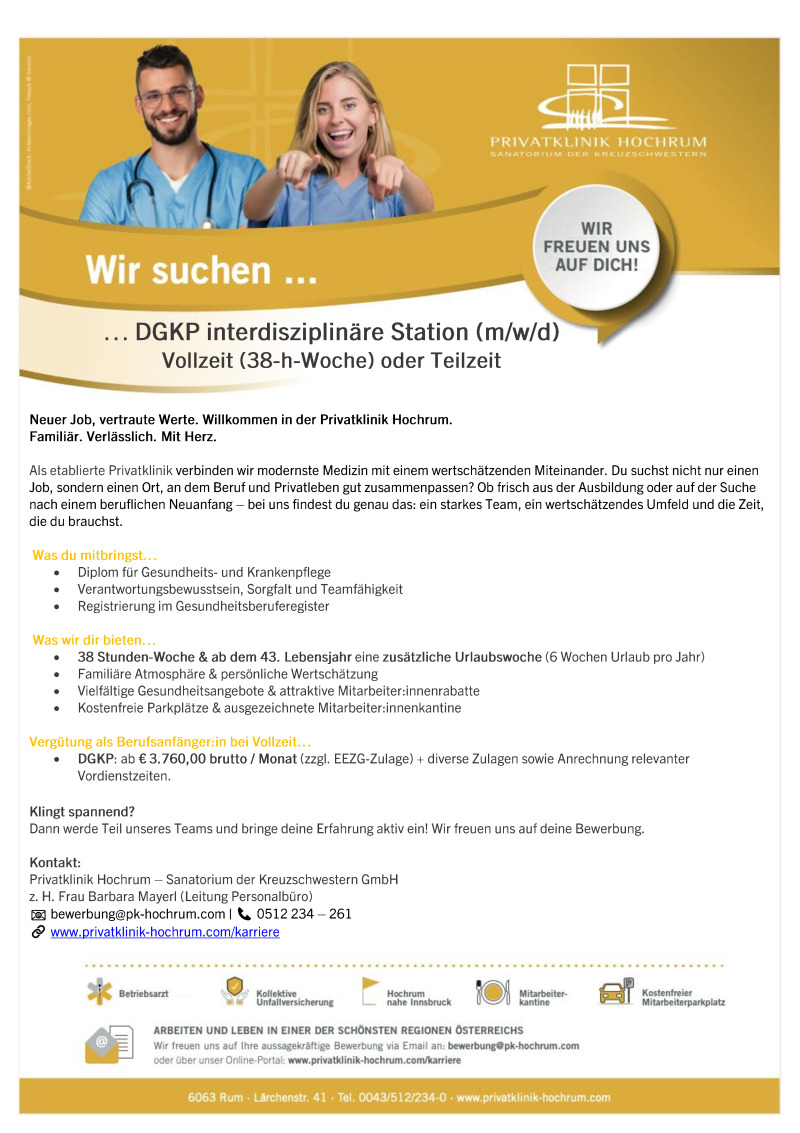 DGKP (m/w/d) für unsere interdisziplinären Stationen