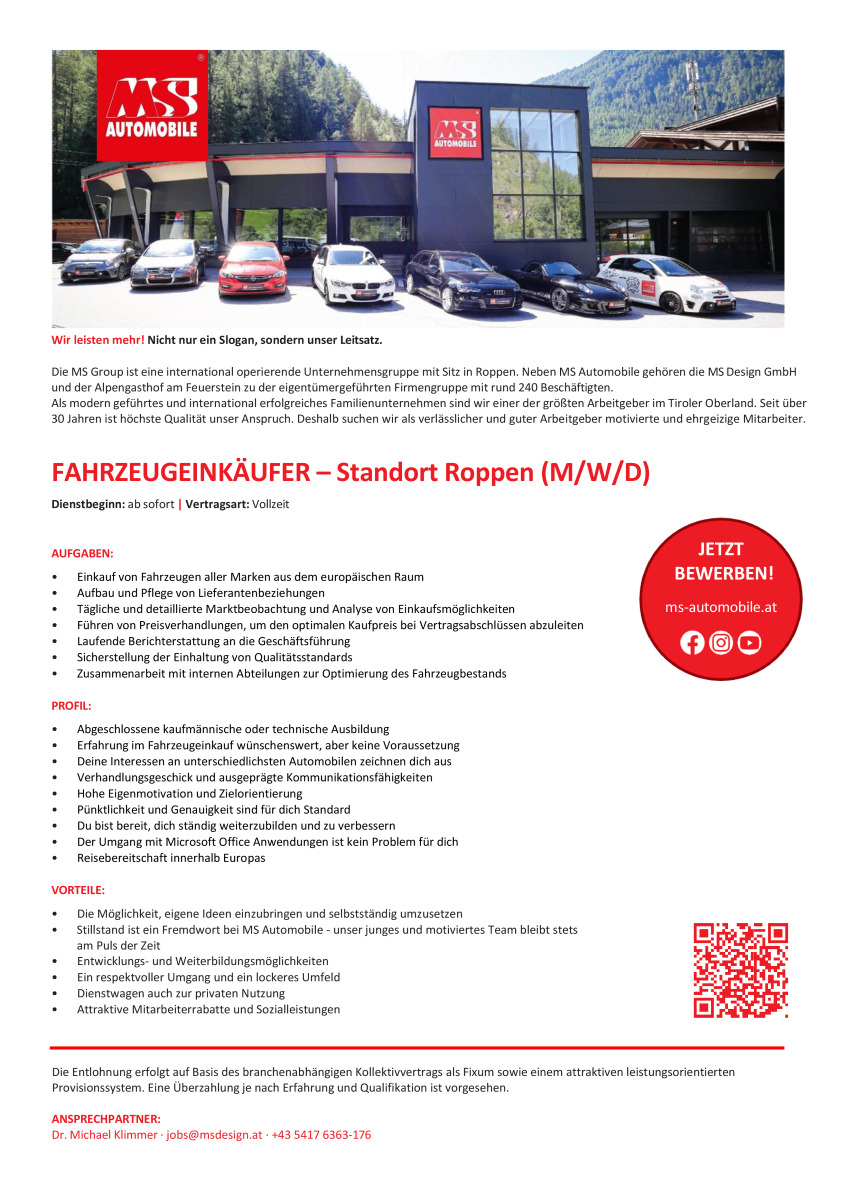 Fahrzeugeinkäufer - Standort Roppen (m/w/d)