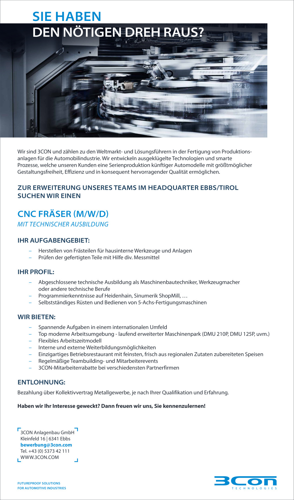 CNC Fräser mit technischer Ausbildung (M/W/D)