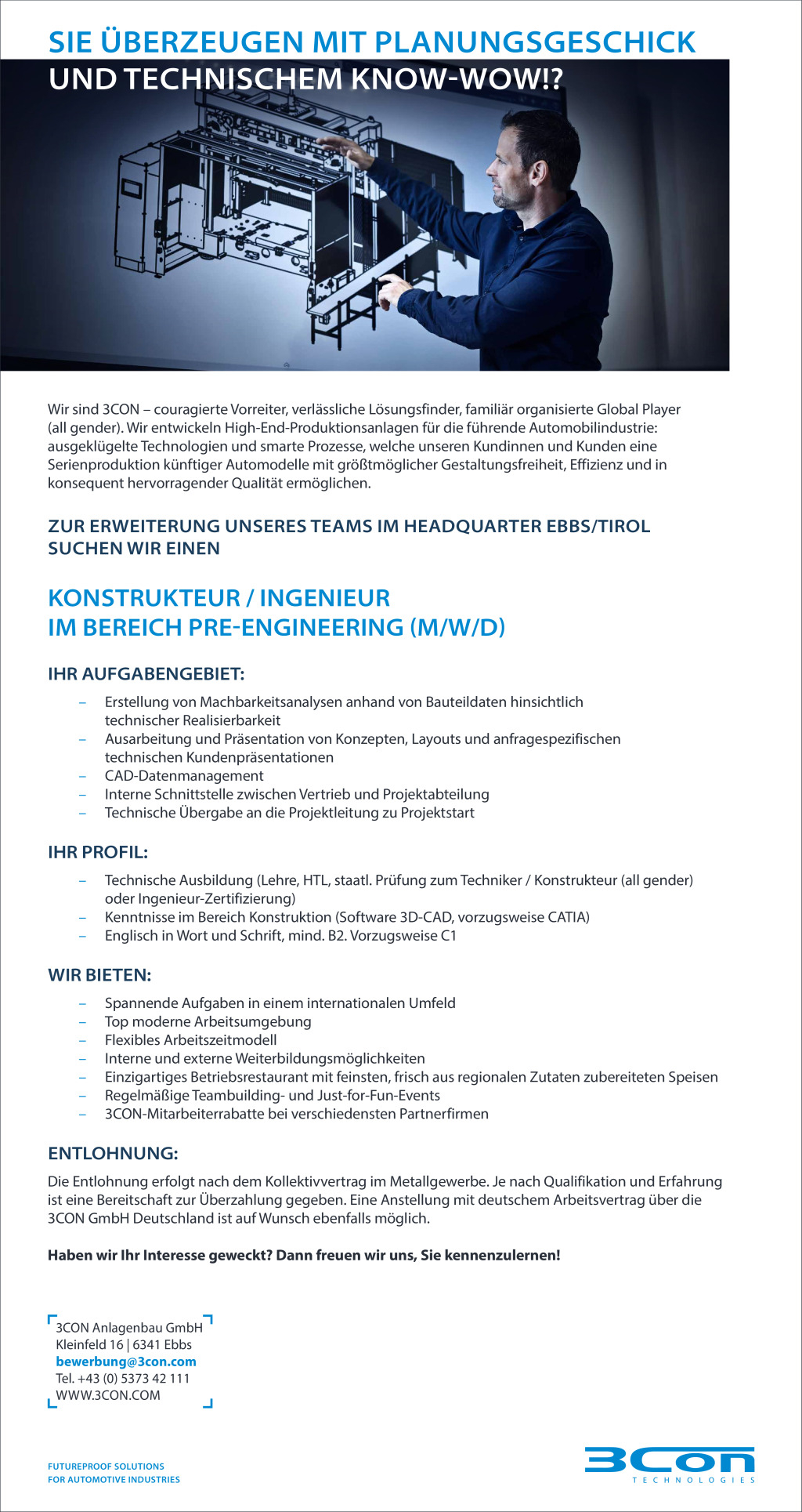 KONSTRUKTEUR/INGENIEUR IM BEREICH PRE-ENGINEERING (M/W/D)