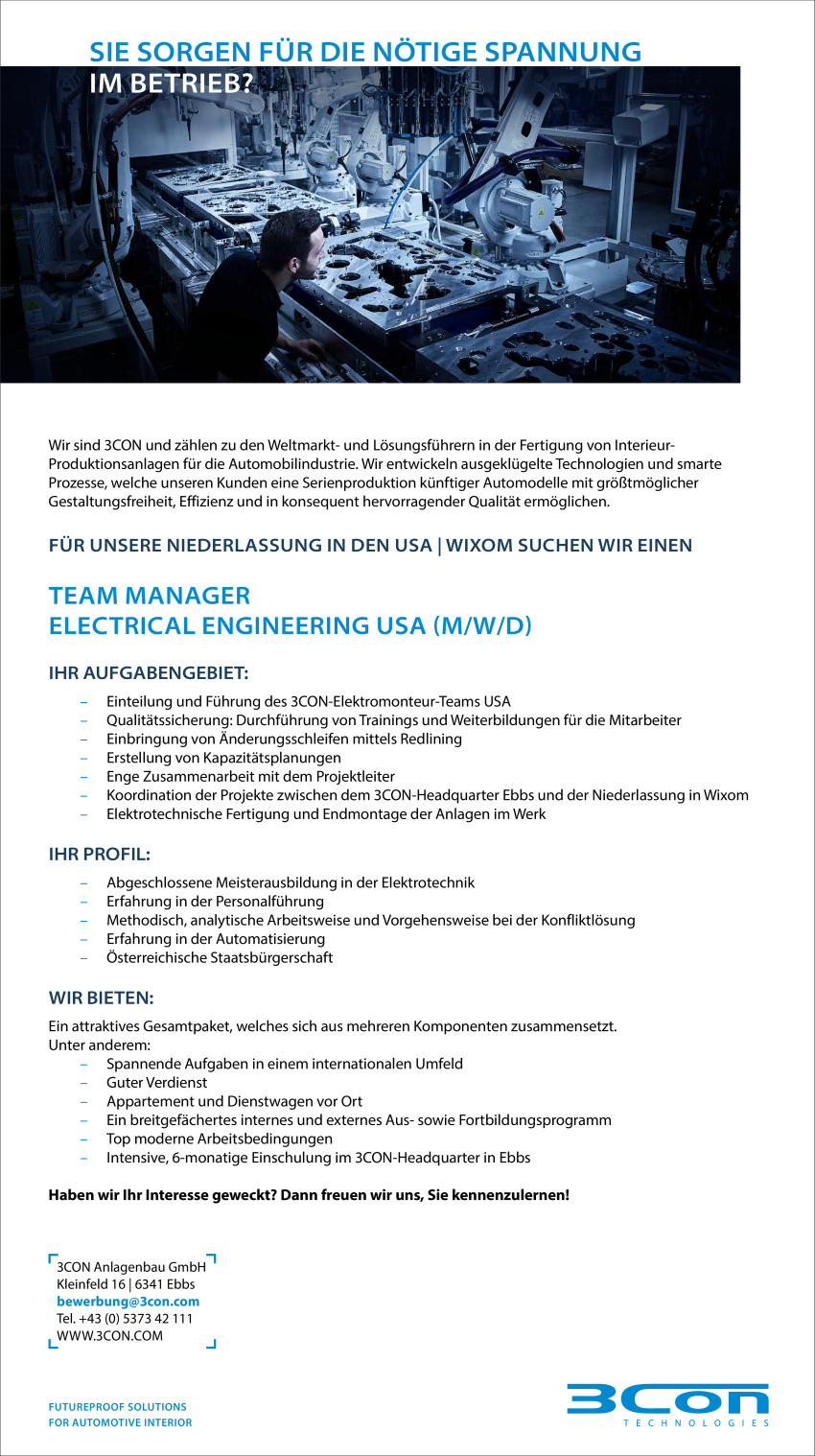 Team Manager Electrical Engineering USA (M/W/D)