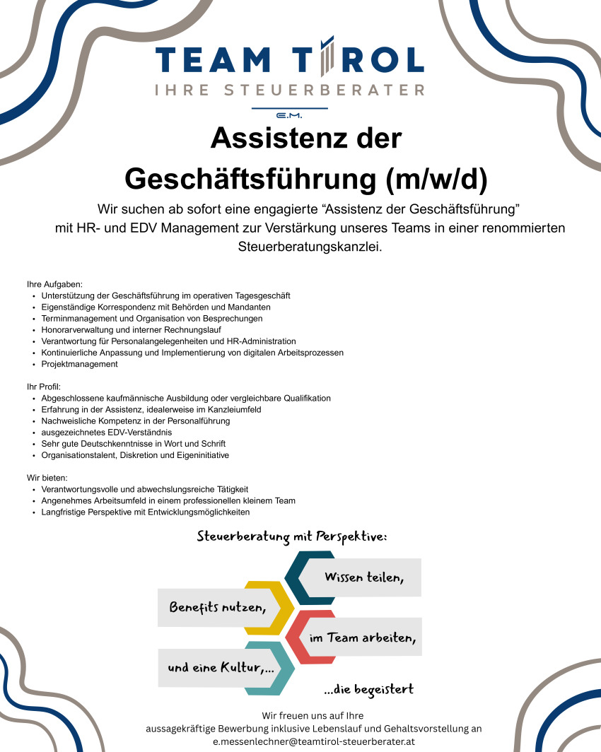 Assistenz der Geschäftsführung