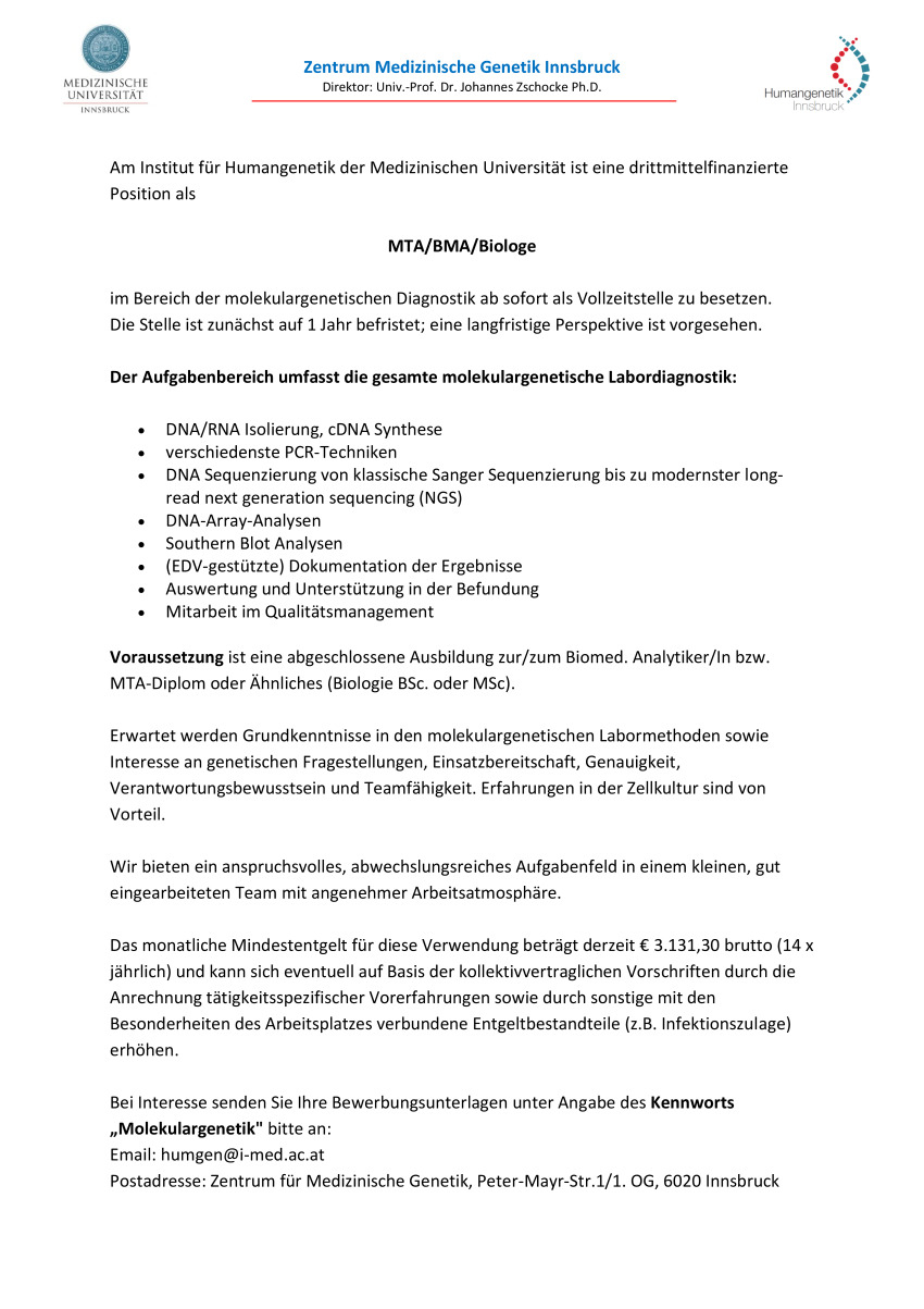 MTA / BMA / Biologe (m/w/d)