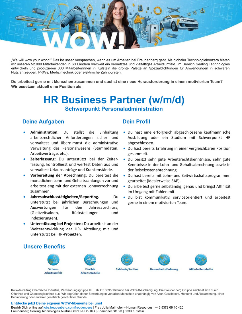 HR Business Partner (w/m/d) Schwerpunkt Personaladministration