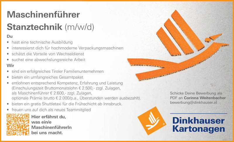Maschinenführer Stanztechnik (m/w/d)