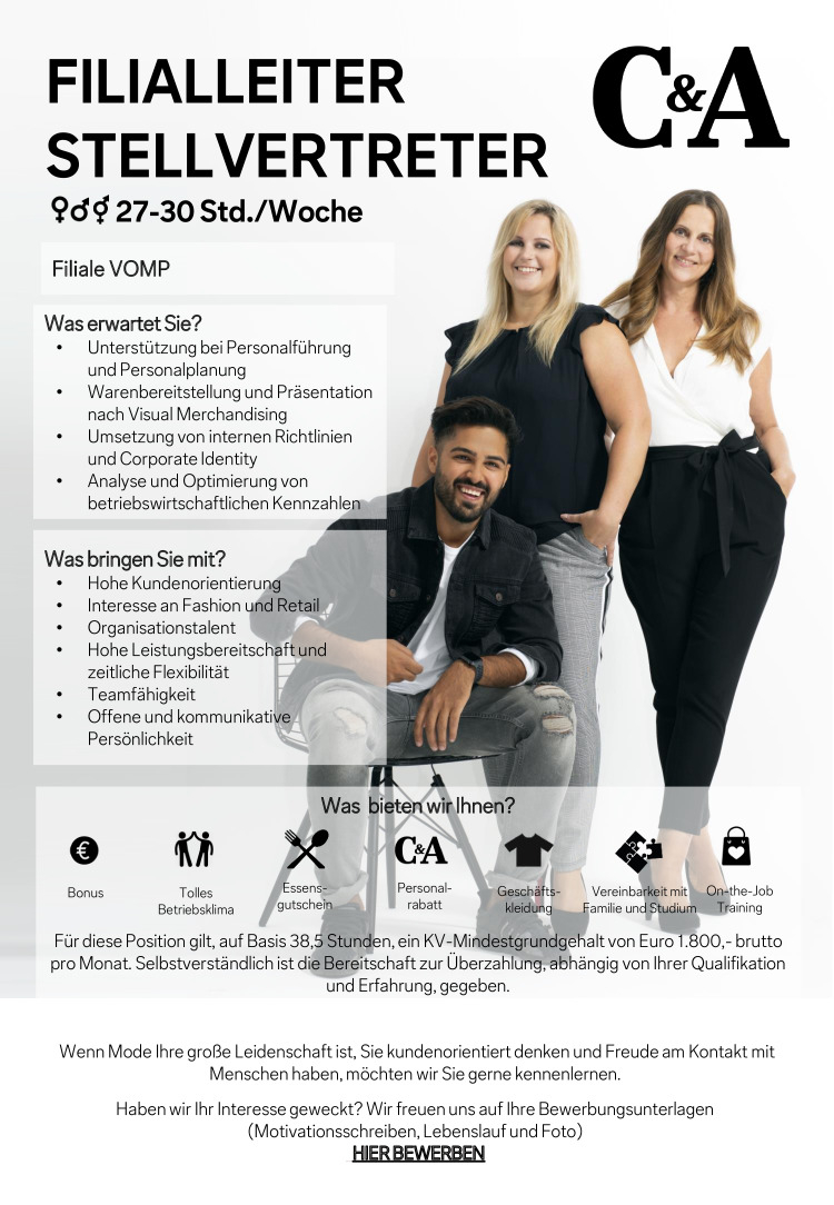 Mitarbeiter im Verkauf - 27-30 St./Woche (m/w/d)