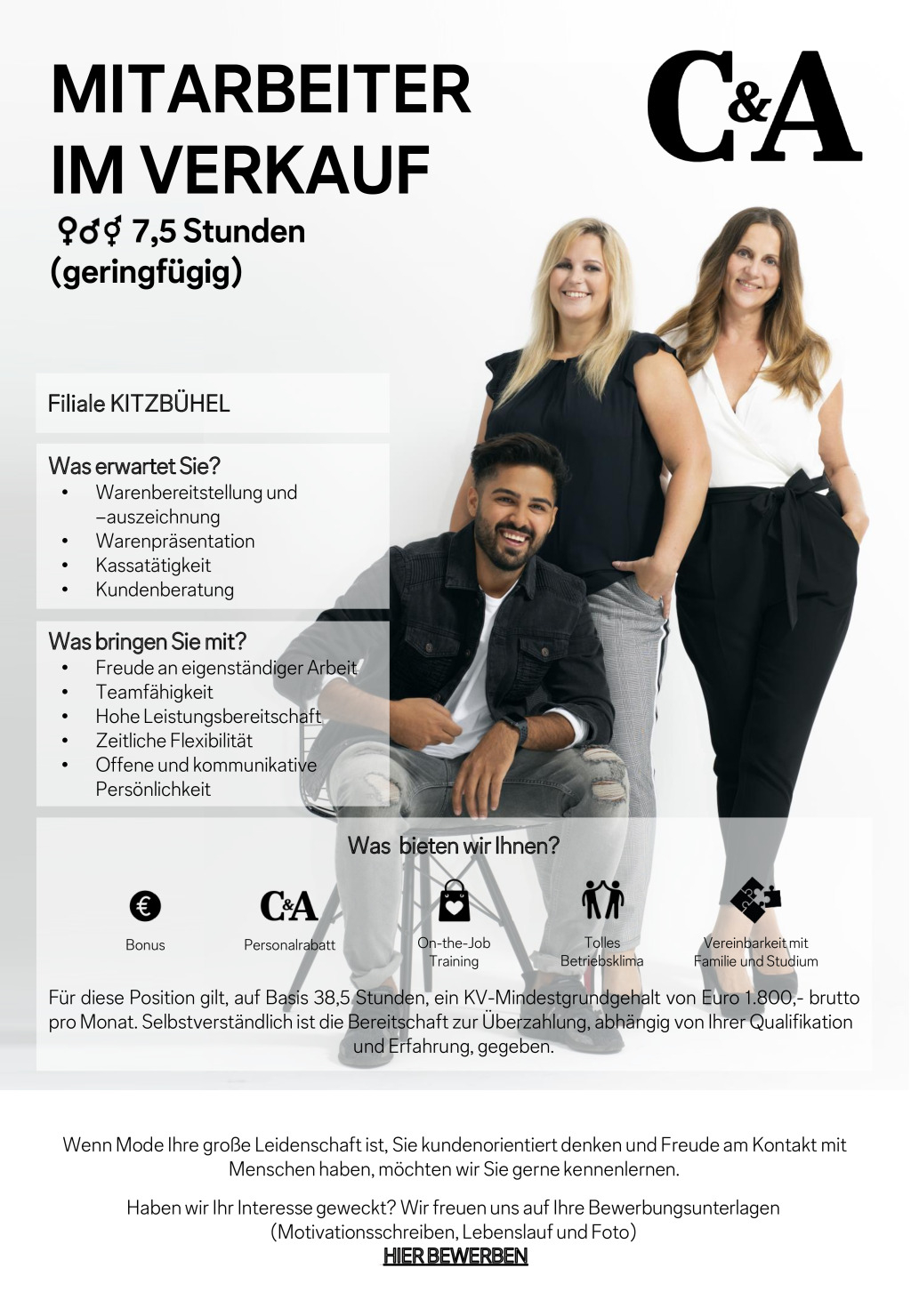 Mitarbeiter im Verkauf - 7,5 St./Woche (m/w/d)