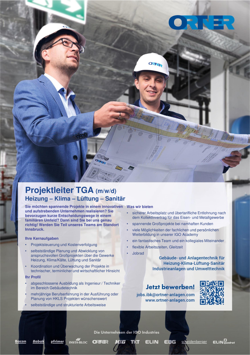 Inserat Projektleiter Ortner