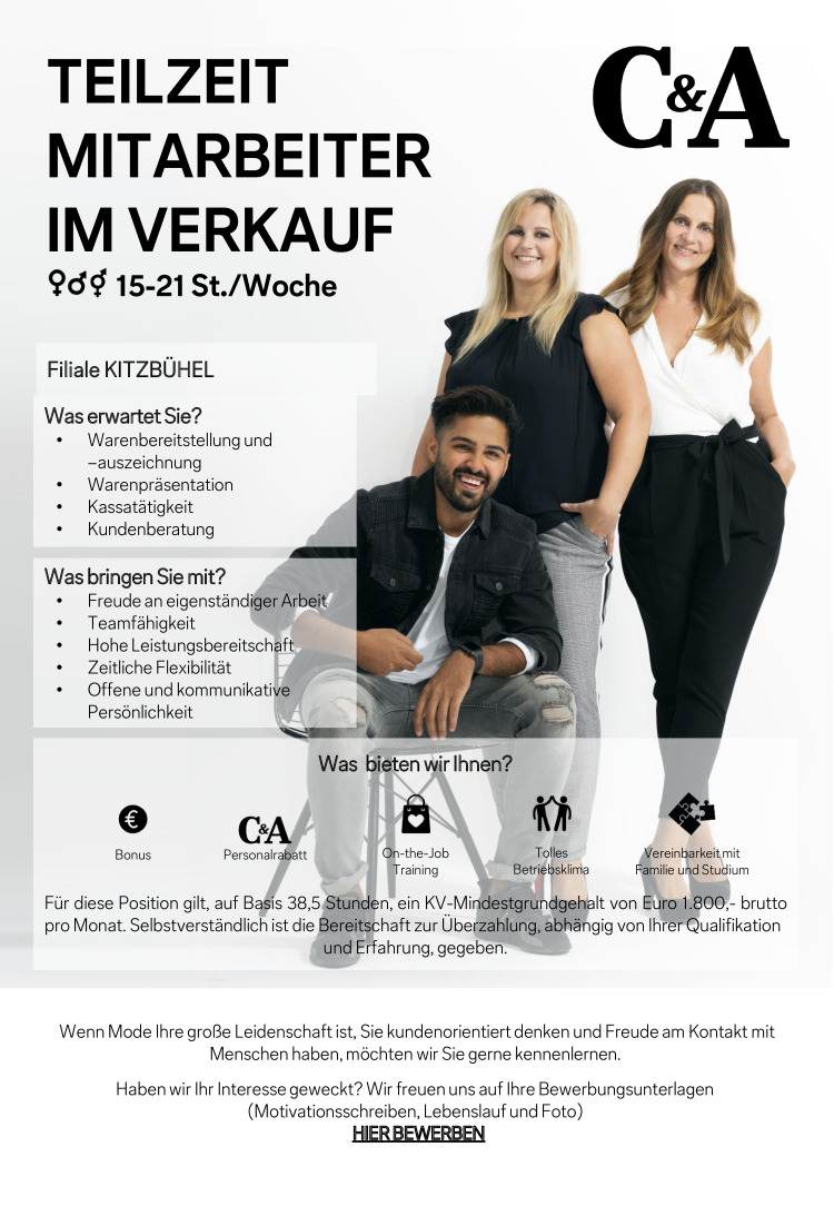 Mitarbeiter im Verkauf - 15-21 St./Woche (m/w/d)