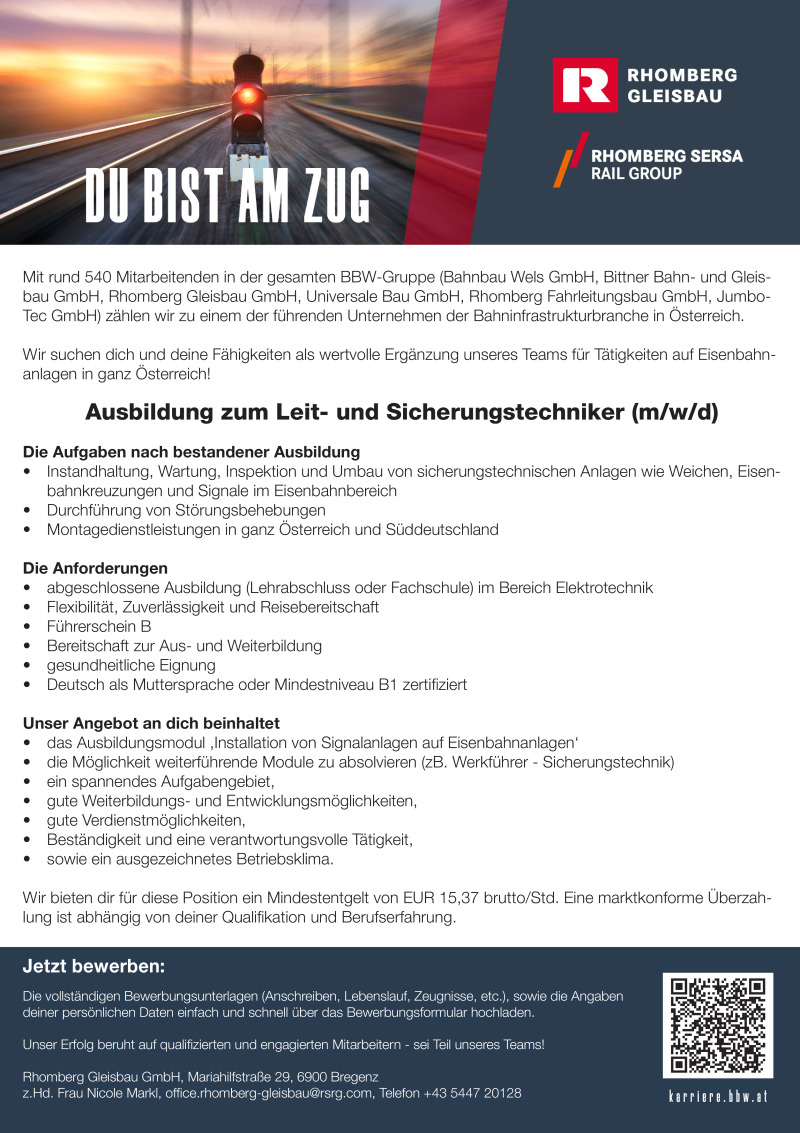 Ausbildung zum Leit- und Sicherungstechniker (m/w/d)