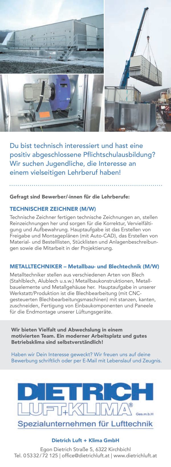 Lehrling: Technischer Zeichner (m/w) & Metalltechniker (m/w)