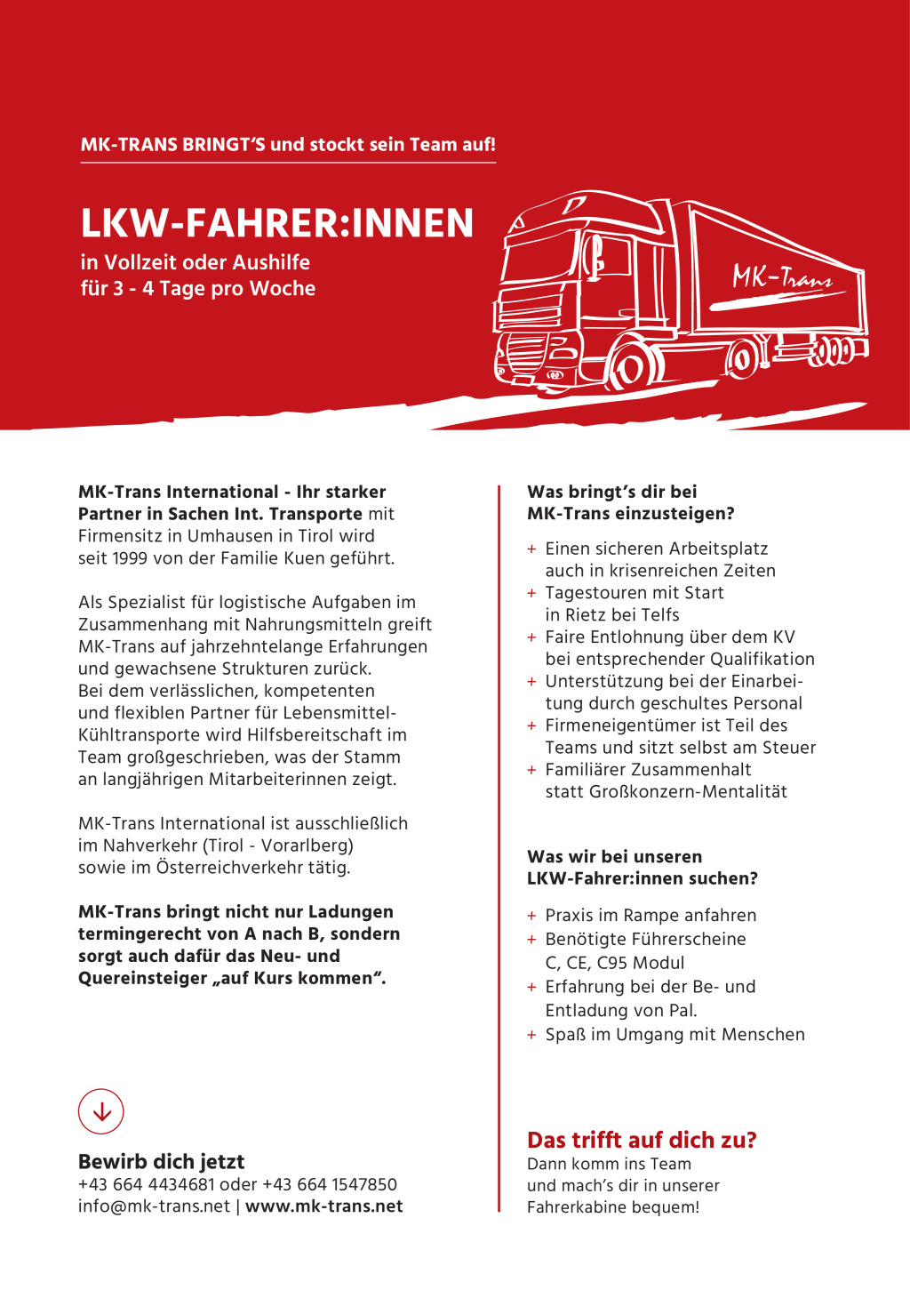 LKW-Fahrer:innen (m/w/d)