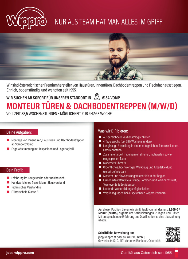 Monteur Türen & Dachbodentreppen (m/w/d)