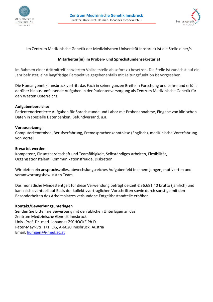 BMA/MTA im Bereich der prä- und neonatalen Zytogenetik/Array-Analyse