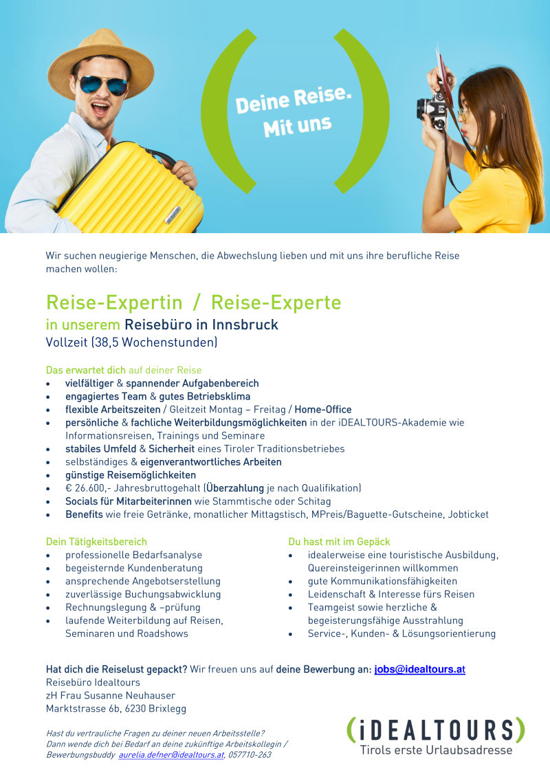 Reiseberater / Kundenberater (m/w/d), Innsbruck