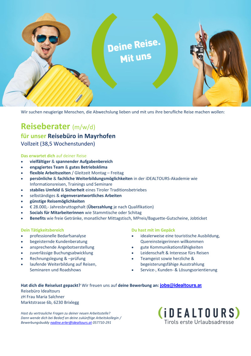 Reiseberater / Reisebüro Mitarbeiter (m/w/d): Mayrhofen