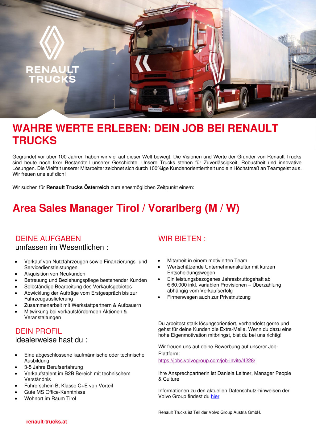 Area Sales Manager Tirol / Vorarlberg