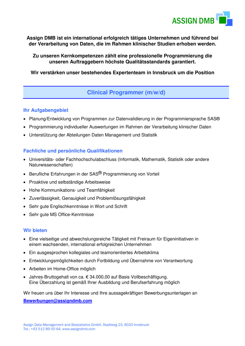 Clinical Progammer (m/w/d)