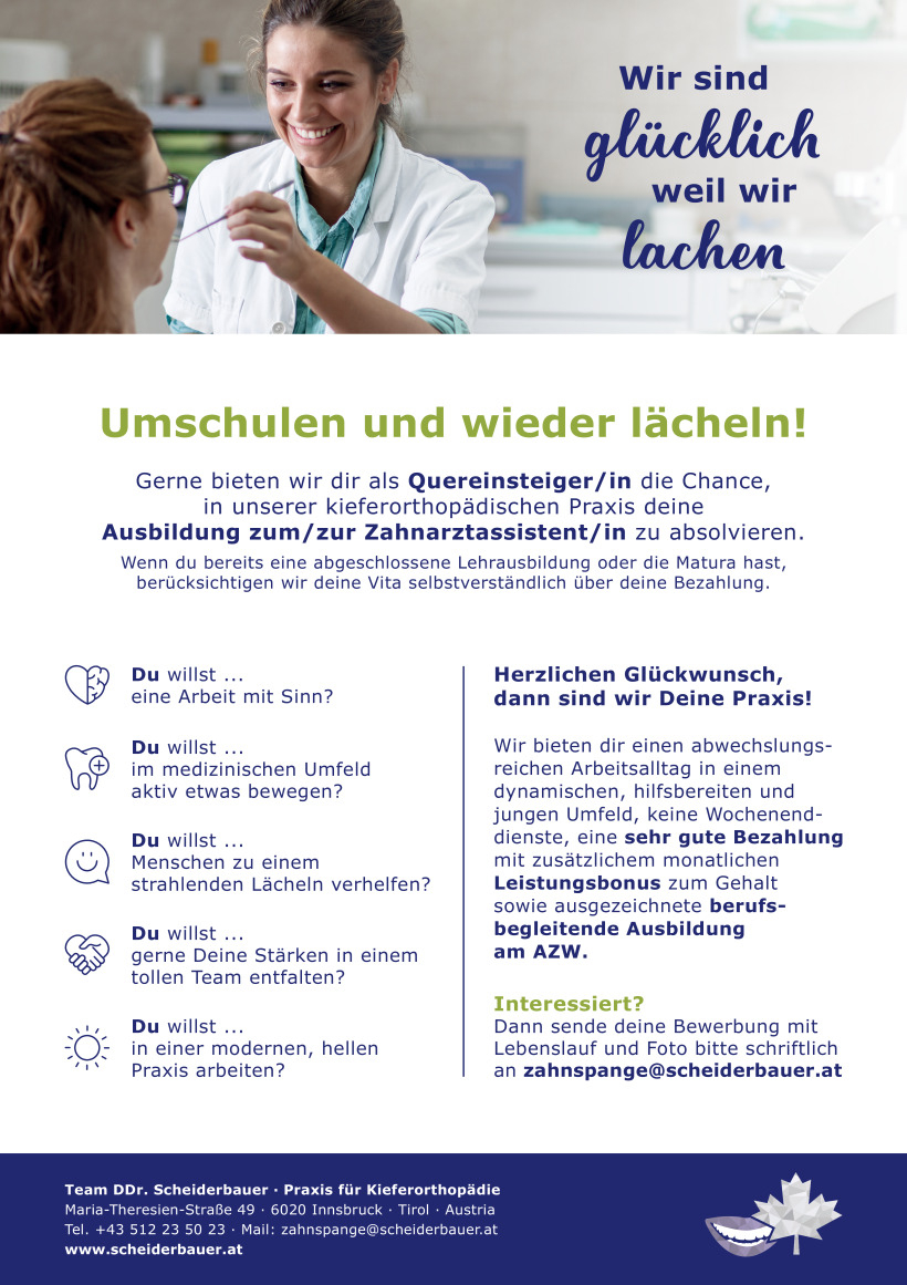 Ausbildung zum/zur Zahnarztassistent/in