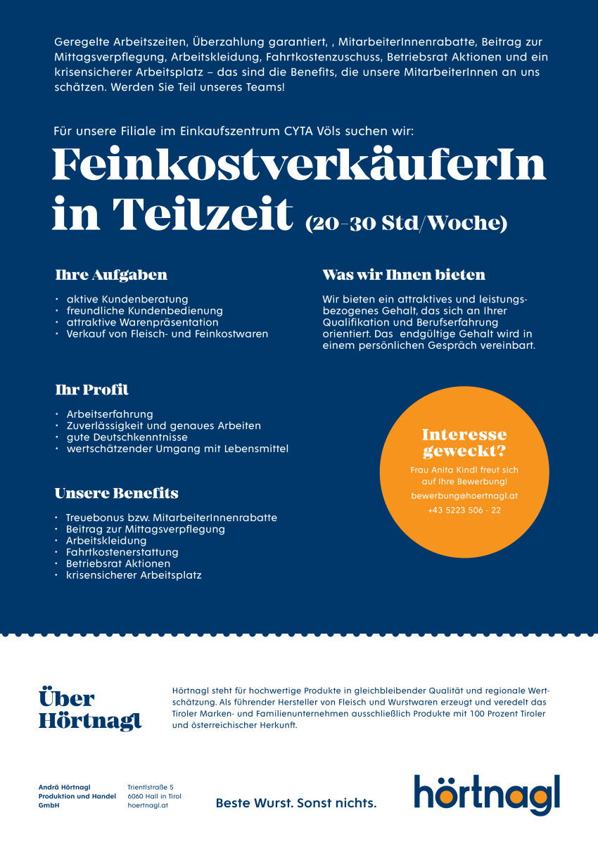 FeinkostverkäuferIn in  Teilzeit