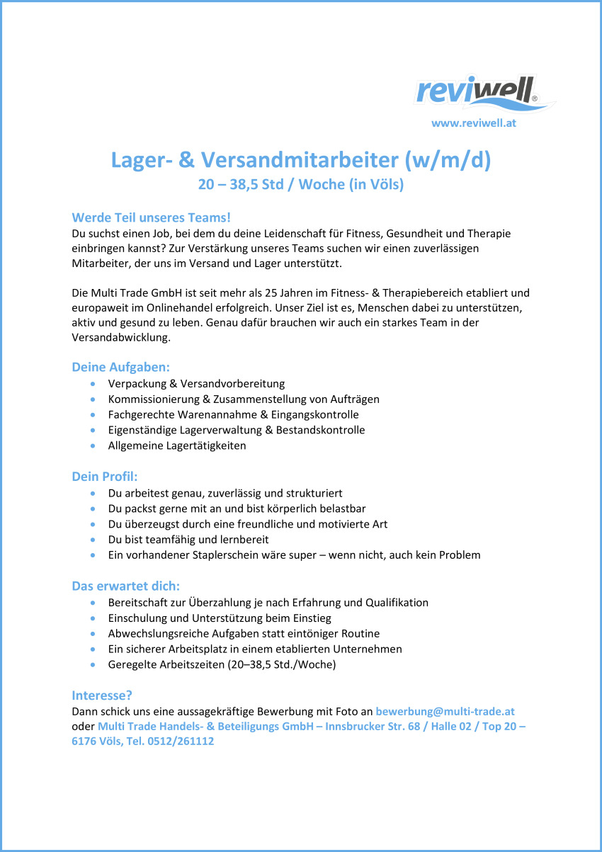 Lager- & Versandmitarbeiter (w/m/d)