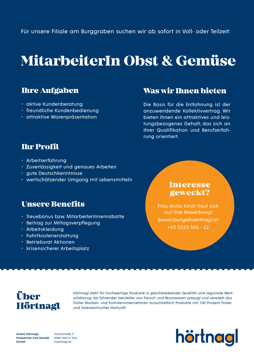 MitarbeiterIn Obst & Gemüse