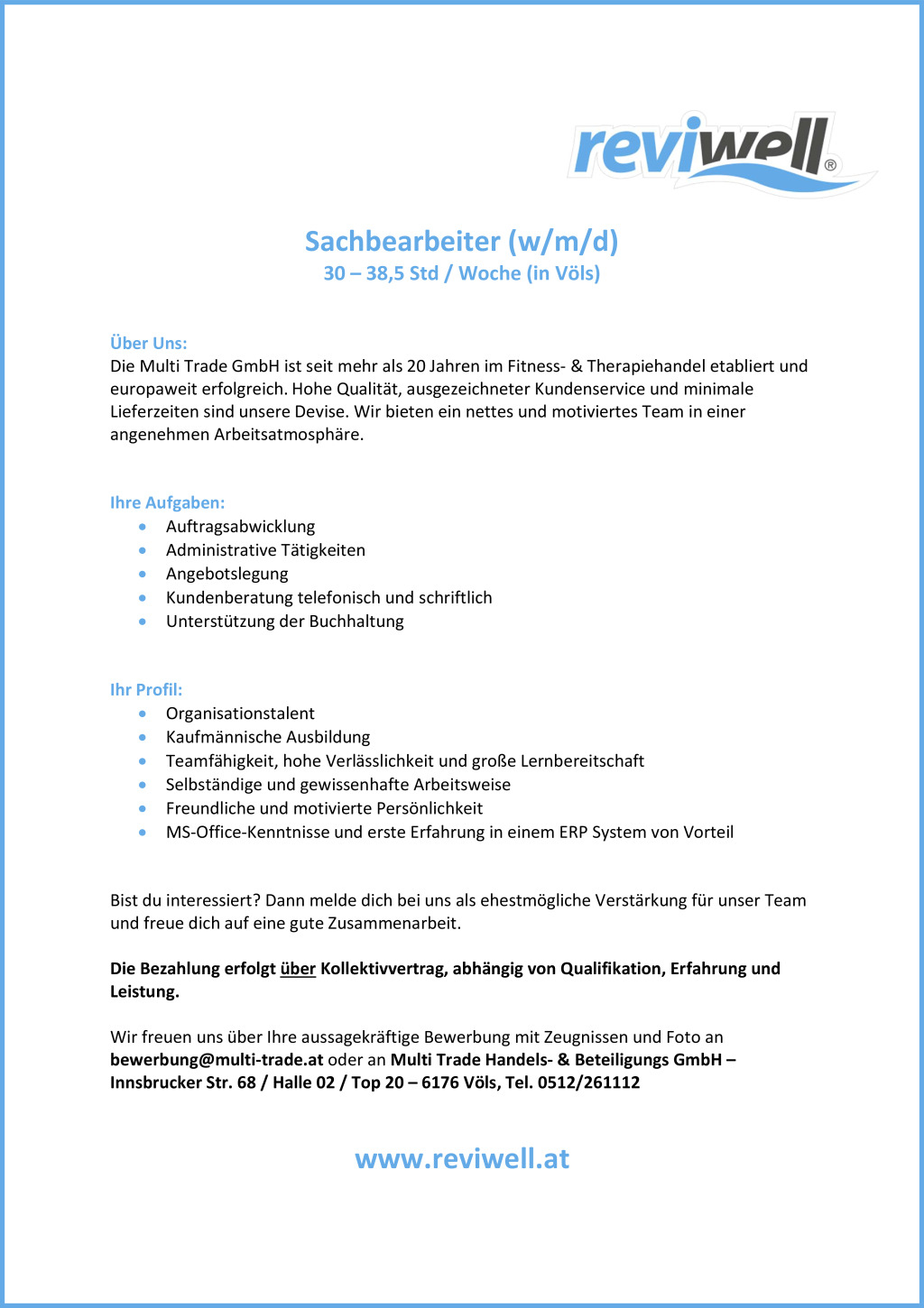 Sachbearbeiter (w/m/d)