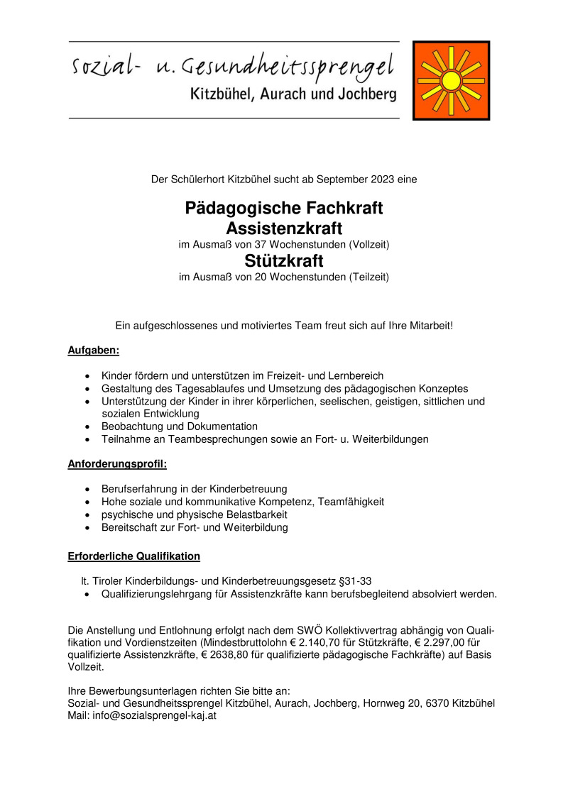 Assistenzkraft Schülerhort
