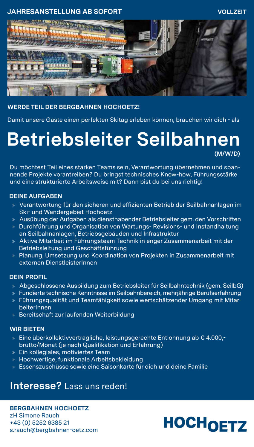 Betriebsleiter-Stellvertreter:in (m/w/d)