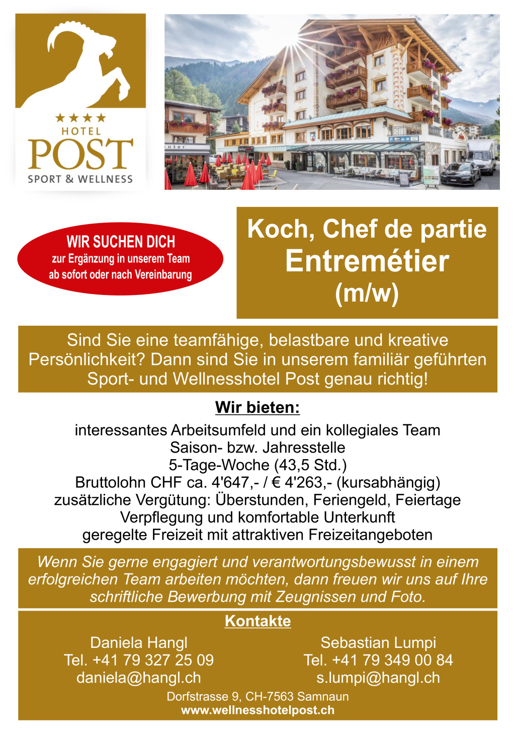 Koch / Chef de Partie / Entremétier (m/w) - Teilzeit