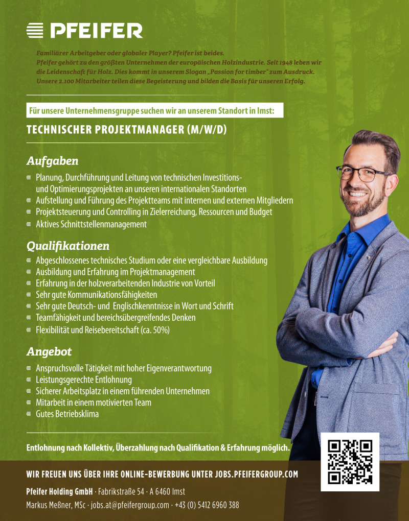 technischer Projektmanager Pfeifer Imst