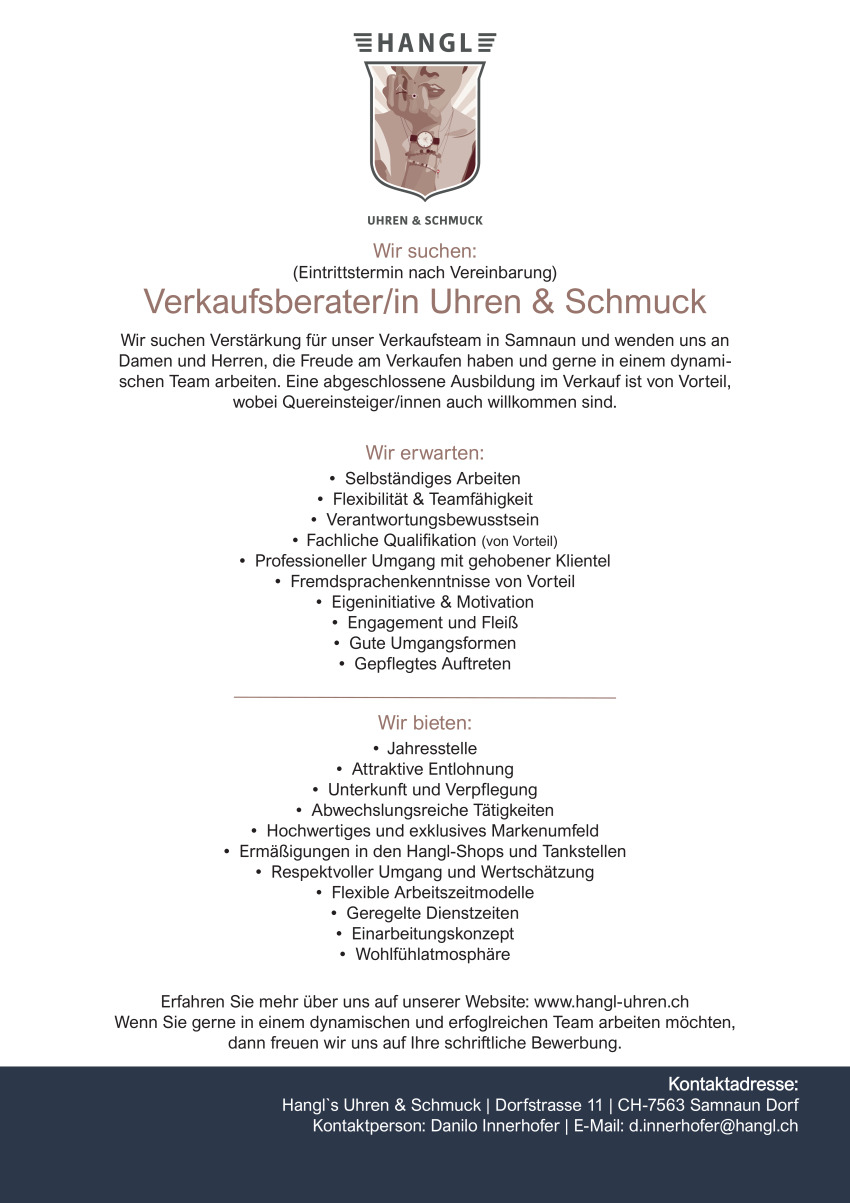 Verkaufsberater/-in Uhren & Schmuck